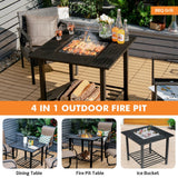 Mesa de comedor para brasero de exterior de 31 pulgadas con parrilla para barbacoa