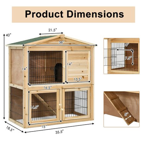 Gallinero de madera de 35 pulgadas con rampa
