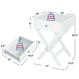 Mesita de noche moderna en forma de X con cajón para sala de estar o dormitorio