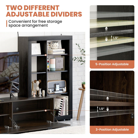 Mueble de TV 2 en 1 con estantería de 4 niveles para televisores de hasta 50 pulgadas