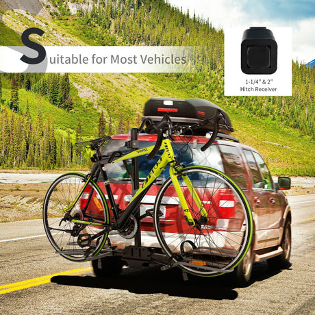 Portabicicletas de enganche para 2 bicicletas, para receptores de 1-1/4 o 2 pulgadas - Negro
