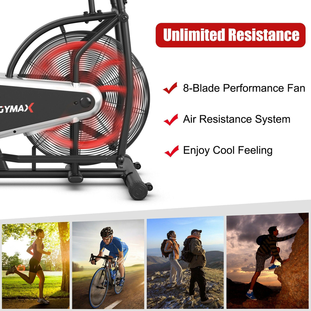 Bicicleta de aire vertical con resistencia ilimitada-Negra
