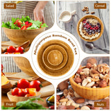 Juego de ensaladera de bambú de 8 piezas con utensilios de servicio - Natural