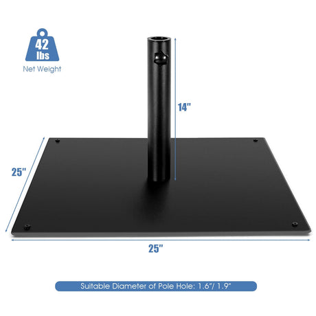 Base para sombrilla de patio cuadrada de 25 pulgadas, con peso de 42 libras