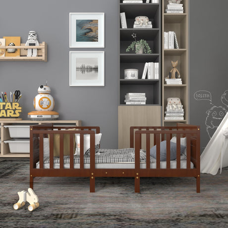 Mueble convertible 2 en 1 de madera para dormitorio infantil con barandillas de seguridad