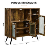 Aparador de cocina con puerta de cristal y estantes ajustables - Marrón rústico