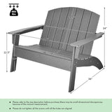 Sillón Adirondack de patio de HDPE para porche, jardín, patio trasero - Gris