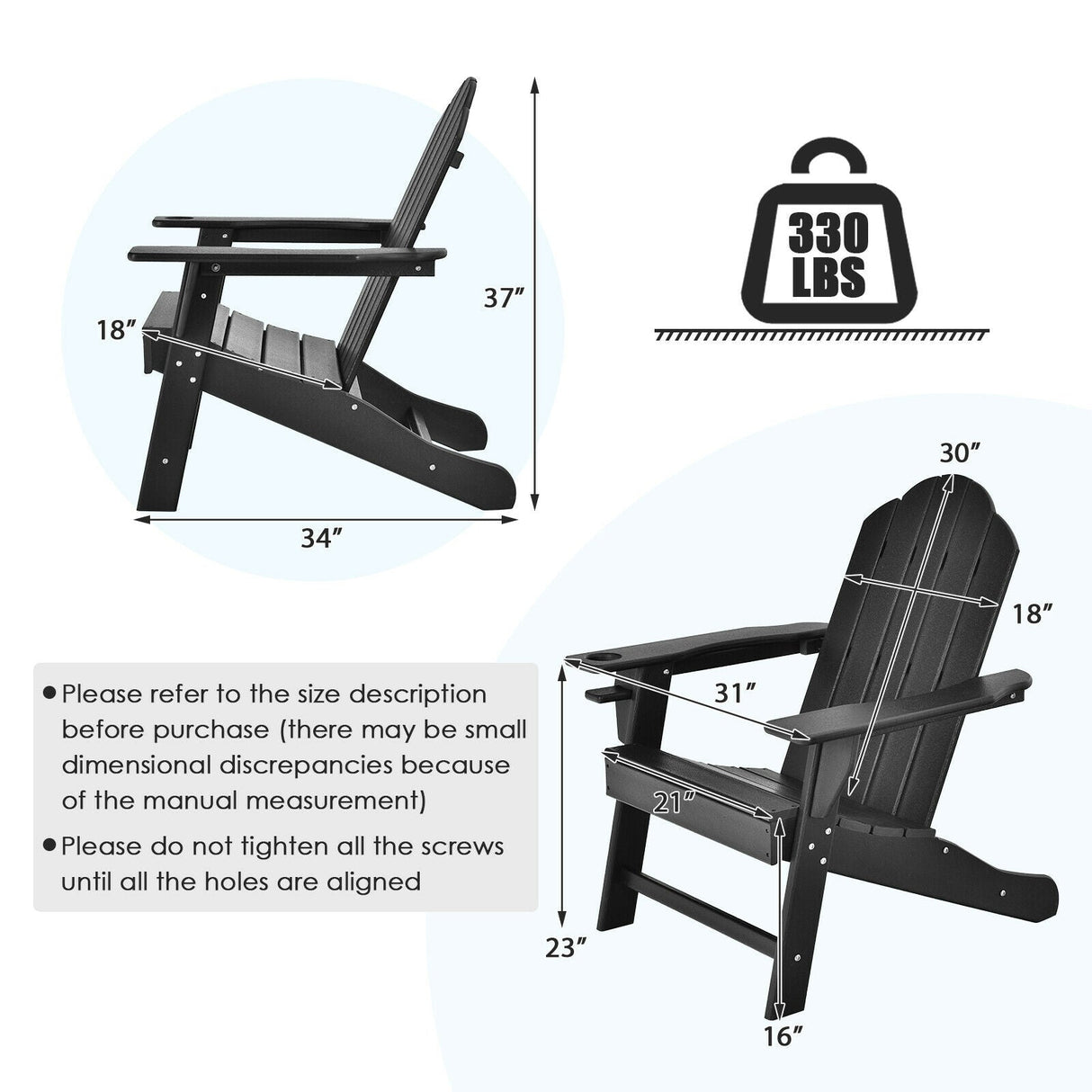 Silla Adirondack para exteriores con portavasos incorporado para el porche del patio trasero