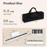 Piano eléctrico plegable de 88 teclas con luces, teclado portátil de tamaño completo MIDI