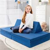 Juego de sofá convertible para niños de 4 piezas con 2 alfombrillas plegables - Amarillo