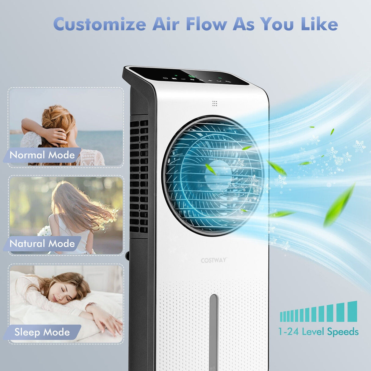Enfriador de aire evaporativo 3 en 1 con temporizador de 12 horas a distancia - Blanco