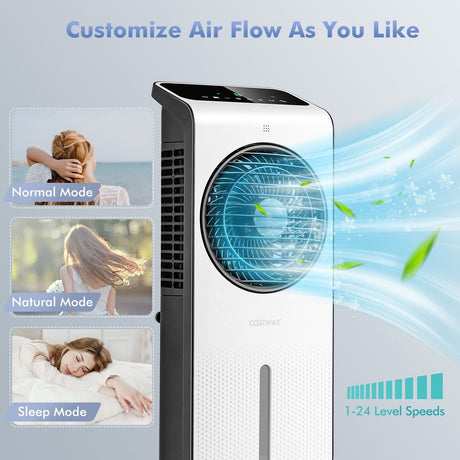 Enfriador de aire evaporativo 3 en 1 con temporizador de 12 horas a distancia - Blanco