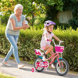 Bicicleta infantil de 16 pulgadas con ruedas de entrenamiento y cesta de almacenamiento