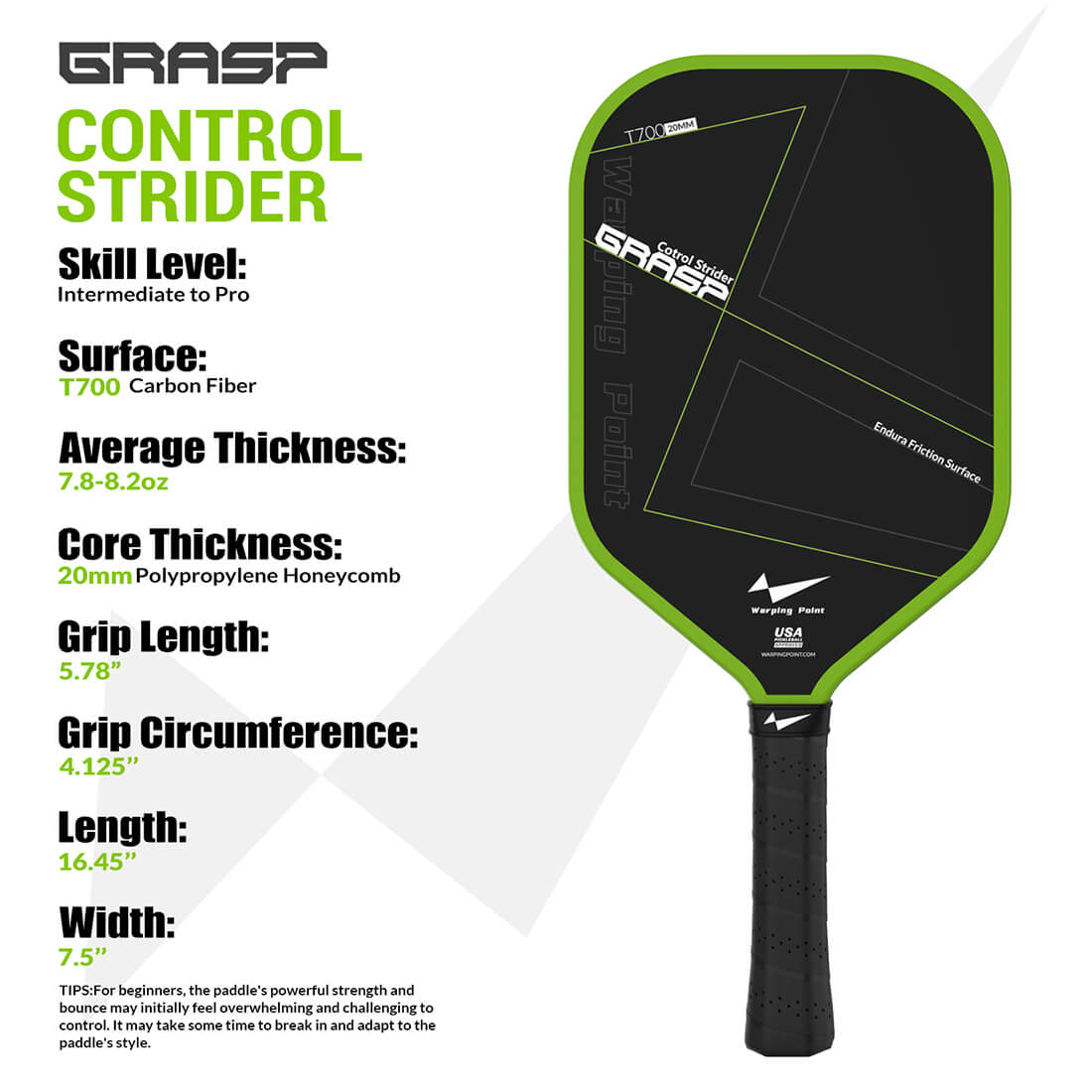 Pala de pickleball Grasp - 20mm