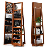 360° Rotatable 2-in-1 Lockable Jewelry Cabinet with Full-Length Mirror