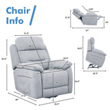 Sofá reclinable eléctrico con bolsillo lateral y control remoto