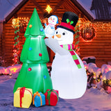 Set de Decoración Navideña Inflable de Muñeco de Nieve y Árbol de 6 Pies de Altura con Luces LED