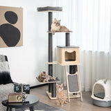 Rascador moderno de 5 niveles para gatos con cojines lavables - Gris