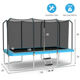 Cama elástica rectangular recreativa de 8 x 14 pies con red de seguridad y escalera