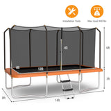 Cama elástica rectangular recreativa de 8 x 14 pies con red de seguridad y escalera