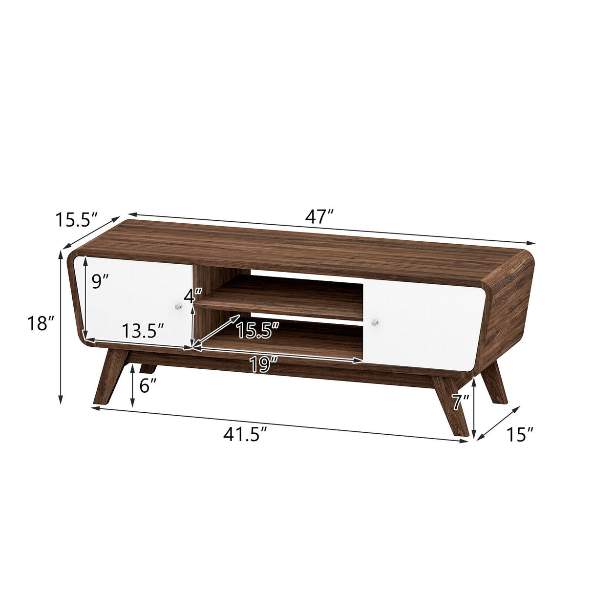 Mueble de TV con puertas corredizas y estante ajustable para televisores de hasta 55 pulgadas