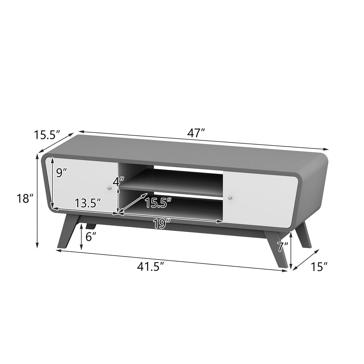 Mueble de TV con puertas corredizas y estante ajustable para televisores de hasta 55 pulgadas