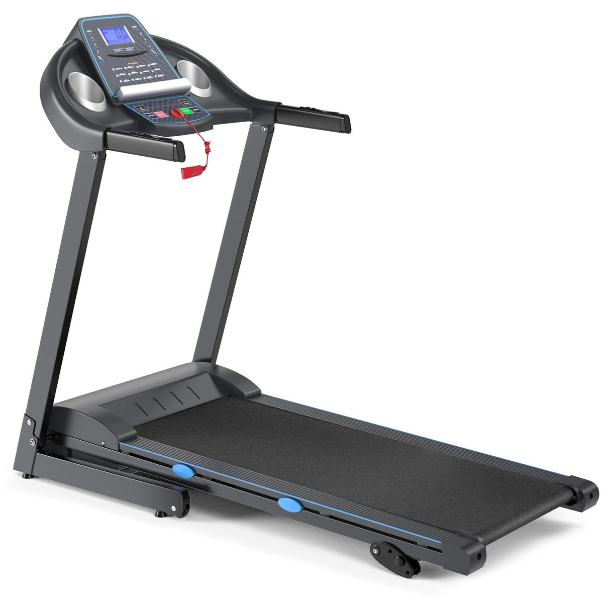 Cinta de correr eléctrica motorizada plegable de 2.25 HP con pantalla LCD retroiluminada azul