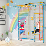 7 In 1 Kids Indoor Gym Playground Swedish Wall Ladder for Solid Wall-Yellow