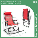 Sillón mecedora plegable liviano para exteriores con reposapiés