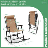Sillón mecedora plegable liviano para exteriores con reposapiés