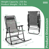 Sillón mecedora plegable liviano para exteriores con reposapiés