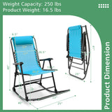 Sillón mecedora plegable liviano para exteriores con reposapiés