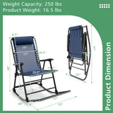 Sillón mecedora plegable liviano para exteriores con reposapiés