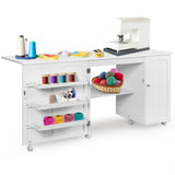 Mesa de costura plegable, estantes, mueble de almacenamiento, carrito artesanal con ruedas
