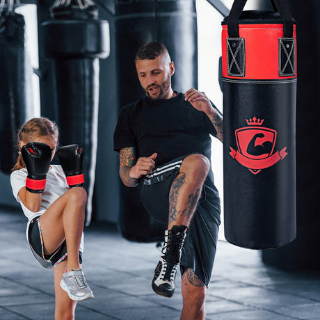 Juego de saco de boxeo colgante para niños de 11 libras con guantes de boxeo - Negro