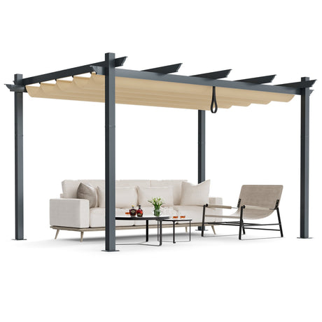 Pérgola retráctil de aluminio para exteriores de 10 x 13 pies