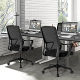 Silla Moderna de Malla Transpirable con Respaldo Curvo y Reposabrazos - Negro