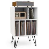 Mueble para tocadiscos independiente, armario para discos con patas de metal - blanco
