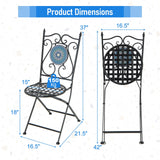 Juego de 2 sillas plegables de metal para patio con diseño de mosaico