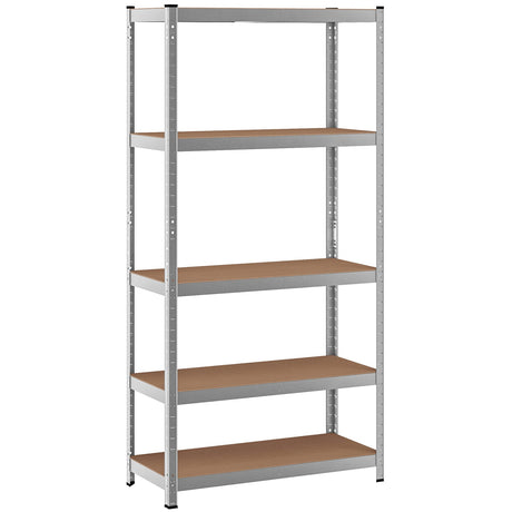 Estantería para herramientas de 5 estantes ajustable de 90 x 180 cm con capacidad de 900 kg - Plateado