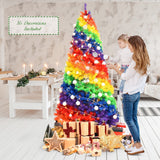 Árbol de Navidad tradicional artificial con bisagras de 2,1 m y base de metal