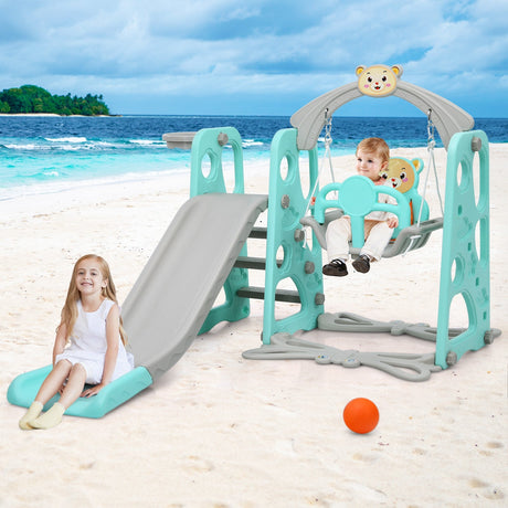 Juego de tobogán 3 en 1 para niños pequeños con trepador y columpio
