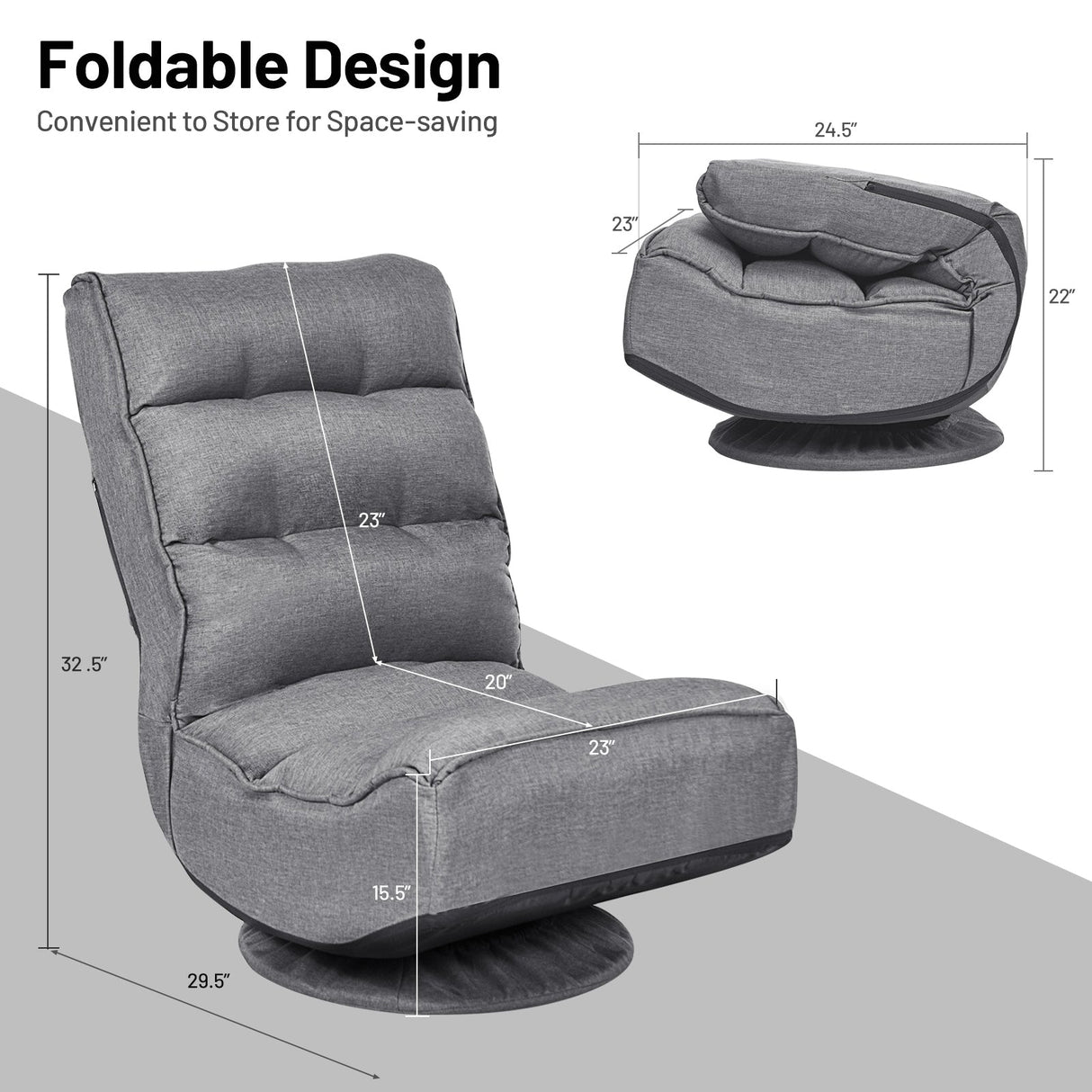 Silla de juego plegable de suelo de 5 posiciones
