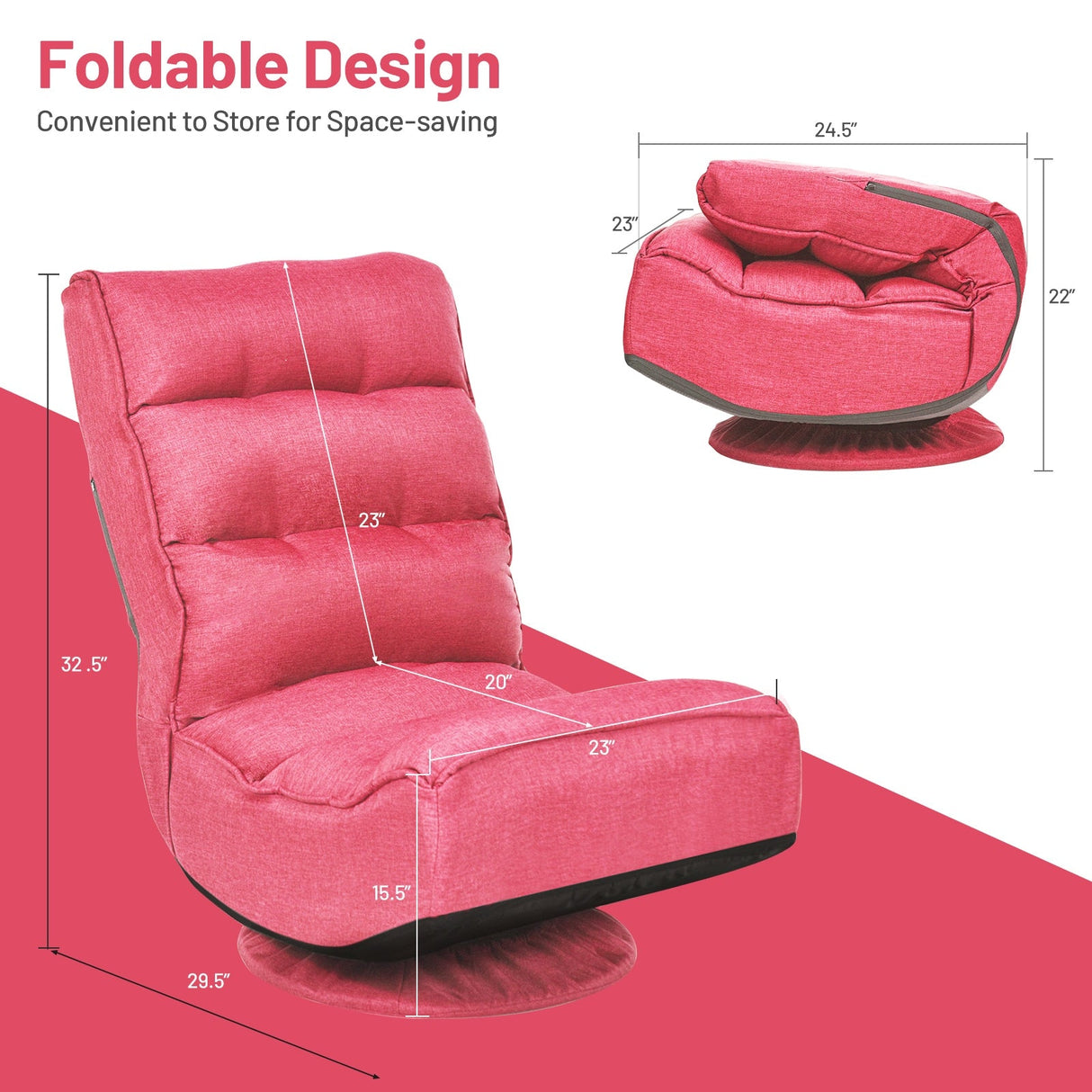 Silla de juego plegable de suelo de 5 posiciones