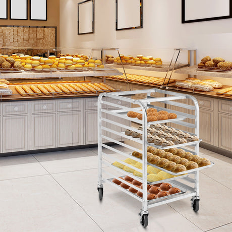 Estante de aluminio para panadería con 10 bandejas enrollables