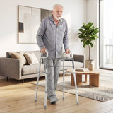 Andador Plegable Ligero de 2 Botones con Altura Ajustable en 7 Niveles