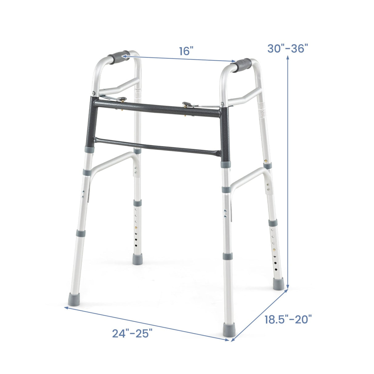 Andador Plegable Ligero de 2 Botones con Altura Ajustable en 7 Niveles