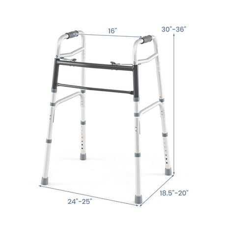 Andador Plegable Ligero de 2 Botones con Altura Ajustable en 7 Niveles