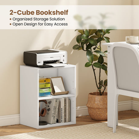 Juego de 2 estanterías de 2 cubos, librerías abiertas de pie con estante ajustable de 5 posiciones