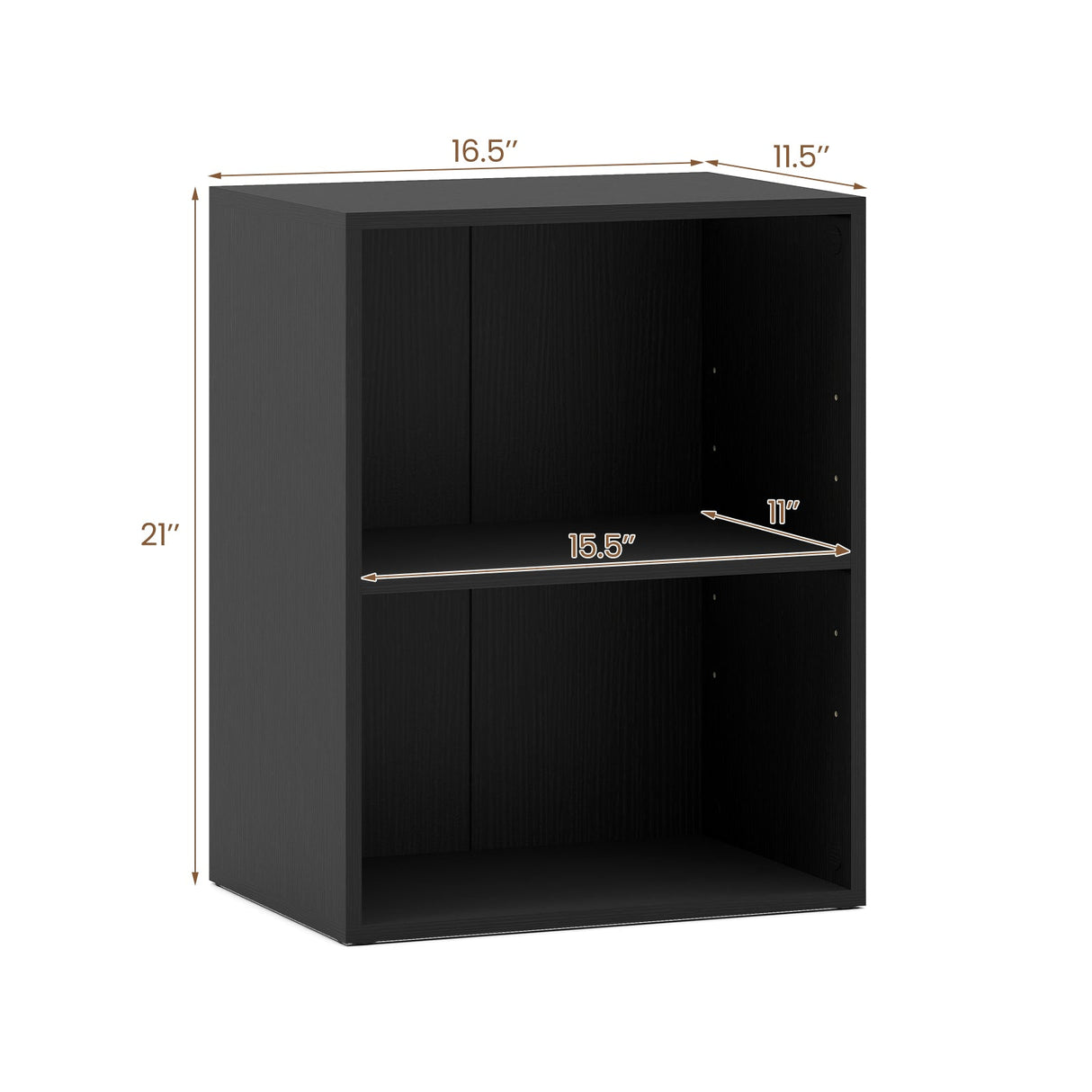 Juego de 2 estanterías de 2 cubos, librerías abiertas de pie con estante ajustable de 5 posiciones